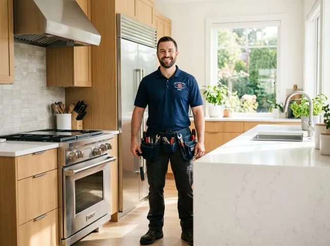 Appliance Repair Hero technician in a Bradner, OH kitchen after an appliance repair